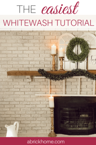 Learn how to whitewash your brick fireplace using this SIMPLE method! This whitewash tutorial is so simple to follow! #whitewashfireplace #whitewashbrick #whitewashtutorial