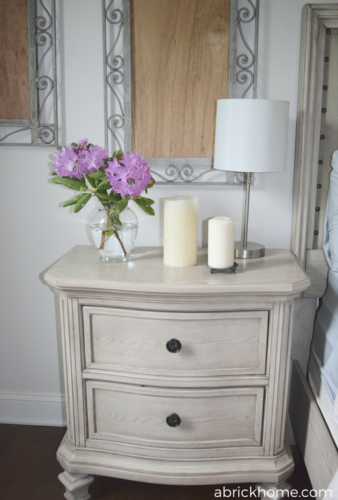 Pretty side table and fresh flowers