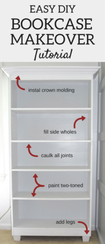 A Brick Home: DIY Bookcase Makeover, bookcase ideas, how to upcycle bookcase, diy bookshelves makeover tutorial