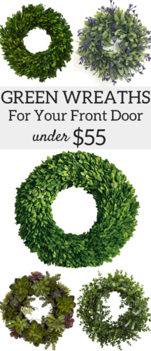 A Brick Home: Wreaths for front door, wreath ideas, green wreath decor, best wreaths, best wreaths black door