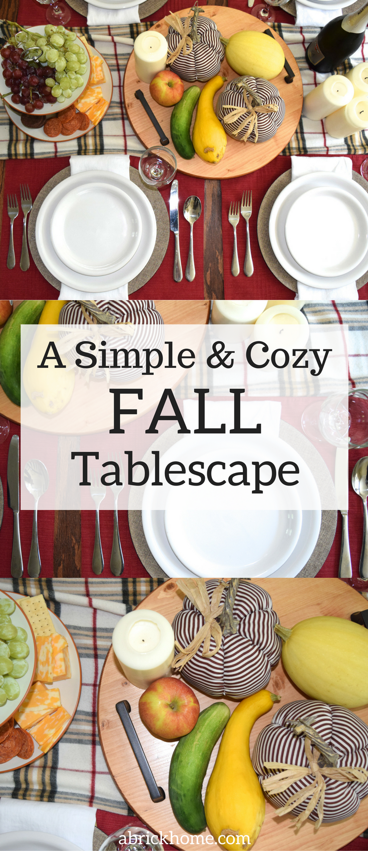 A Brick Home: Fall decor ideas for table | autumn tablescape | how to decorate a table | tablescape ideas