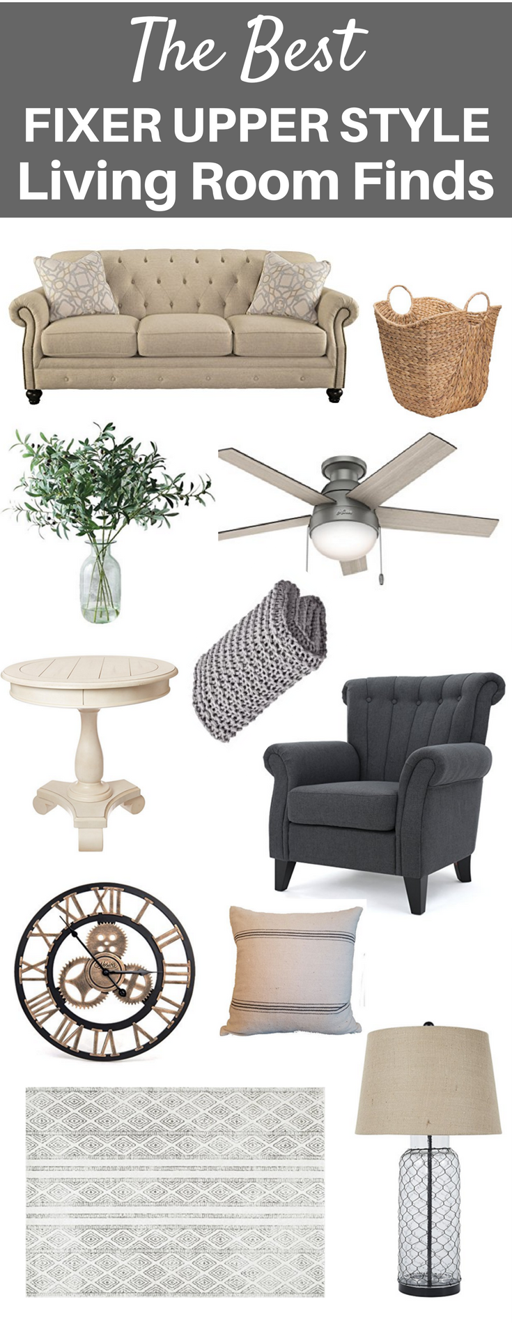 Fixer Upper Style Living Room Finds | Farmhouse Living Room Ideas | Living Room Furniture | Fixer Upper Inspired | Amazon Finds