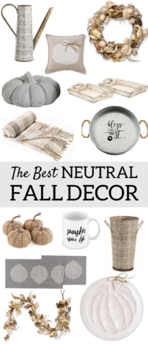 A Brick Home: Neutral fall decor ideas | white pumpkins | neutral fall living room decor | farmhouse fall decor | fall ideas | fall decor