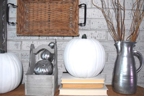 A Brick Home: Neutral fall mantel ideas, neutral fall decor, neutral fall mantel, fall mantel ideas, fall decor ideas, neutral fall decor, white pumpkins, fireplace fall decor, fireplace mantel decorating ideas, fall ideas