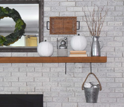 A Brick Home: Neutral fall mantel ideas, neutral fall decor, neutral fall mantel, fall mantel ideas, fall decor ideas, neutral fall decor, white pumpkins, fireplace fall decor, fireplace mantel decorating ideas, fall ideas