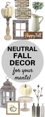 A Brick Home: Neutral fall decor ideas | white pumpkins | neutral fall living room decor | farmhouse fall decor | fall ideas | fall decor | Mantel decor | fall mantel ideas