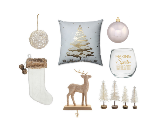 A Brick Home: Gold and White Christmas Decor, gold and white christmas decorations, gold christmas decorations ideas, white christmas decor
