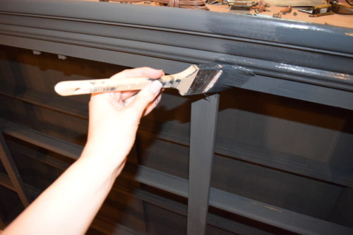 A Brick Home: Chalk Paint Hutch Makeover in Charcoal, Chalk Paint hutch ideas grey, dining room hutch makeover, furniture makeover, chalk paint furniture