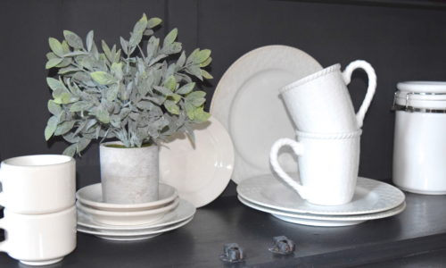 A Brick Home: Chalk Paint Hutch Makeover in Charcoal, Chalk Paint hutch ideas grey, dining room hutch makeover, furniture makeover, chalk paint furniture