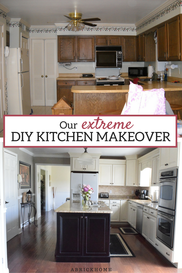 A Brick Home: DIY kitchen makeover, kitchen makeover before and after, kitchen makeover ideas, kitchen remodel, kitchen cabinets, kitchen ideas,