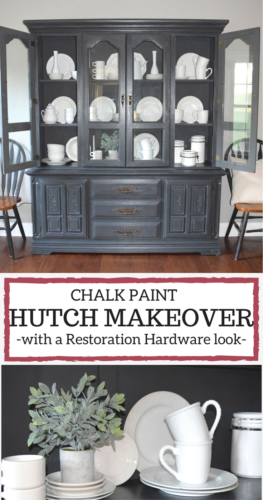 A Brick Home: Chalk Paint Hutch Makeover in Charcoal, Chalk Paint hutch ideas grey, dining room hutch makeover, furniture makeover, chalk paint furniture