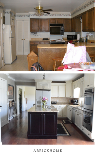 A Brick Home: DIY kitchen makeover, kitchen makeover before and after, kitchen makeover ideas, kitchen remodel, kitchen cabinets, kitchen ideas,