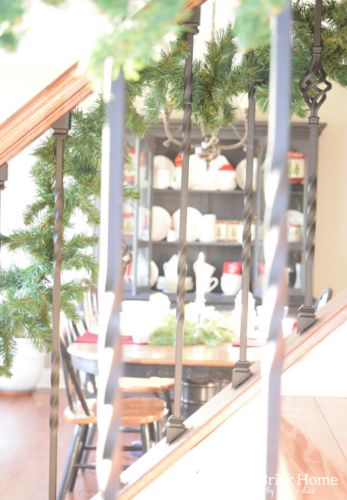 A Brick Home: Christmas hutch display, christmas hutch decor, christmas hutch decorating ideas, Christmas china cabinet, Christmas china cabinet decor, Christmas hutch ideas