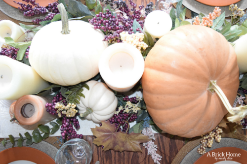 A Brick Home: Thanksgiving table decorations, thanksgiving table decorations ideas, thanksgiving table settings, thanksgiving table decor, thanksgiving table ideas, fall decorations, thanksgiving tablescapes, fall tablescapes
