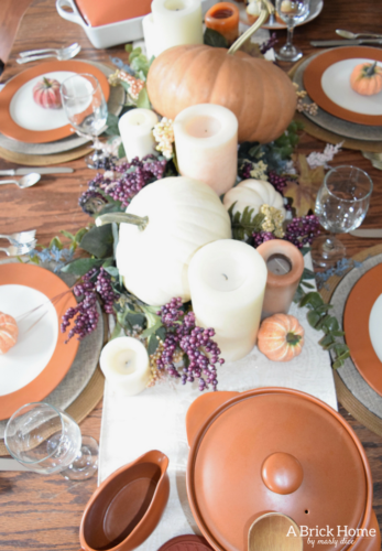 A Brick Home: Thanksgiving table decorations, thanksgiving table decorations ideas, thanksgiving table settings, thanksgiving table decor, thanksgiving table ideas, fall decorations, thanksgiving tablescapes, fall tablescapes