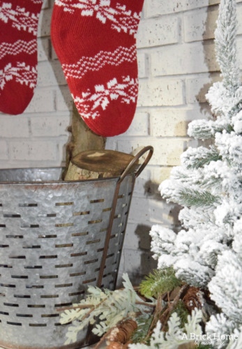 A Brick Home: Christmas Mantel, Christmas mantel decorations, Christmas mantel ideas, classic Christmas mantel, DIY Christmas mantel, Christmas mantel decor, red and white Christmas, Christmas decorating ideas
