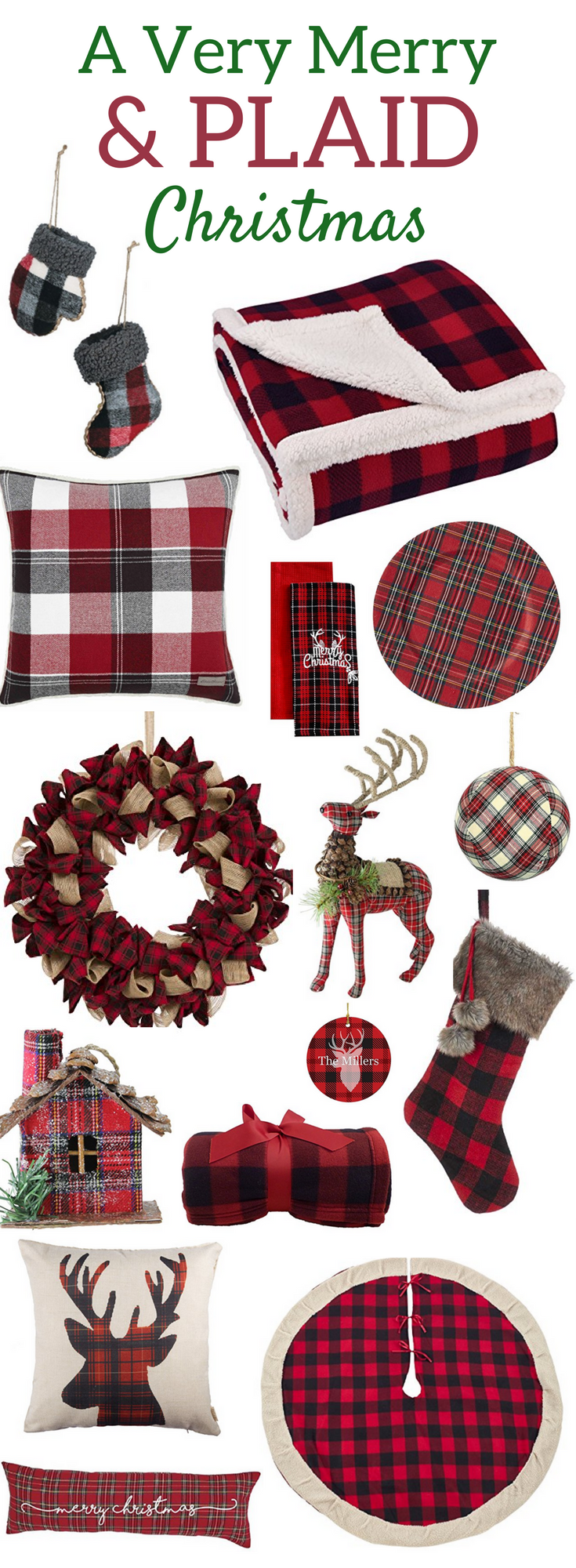 A Brick Home: Plaid Christmas, Plaid Christmas Decorations, plaid Christmas decor, buffalo plaid Christmas, red and white christmas