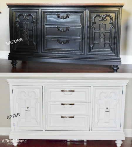 A Brick Home: Buffet Makeover, Furniture makeover, buffet makeover before after, painted furniture, furniture makeover DIY