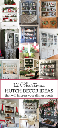 A Brick Home: Christmas hutch decor ideas, christmas hutch china cabinet, christmas hutch decorating ideas, christmas hutch decor dining rooms, christmas dining room, christmas dining room decor