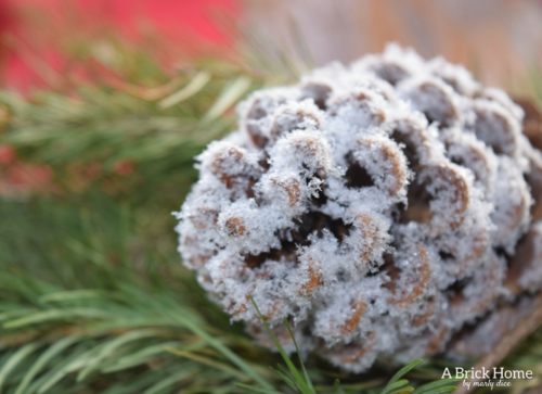 A Brick Home: DIY snow pinecones, pinecone crafts, diy pinecone crafts, diy pinecone crafts christmas, christmas crafts