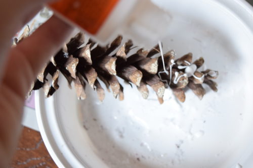 A Brick Home: DIY snow pinecones, pinecone crafts, diy pinecone crafts, diy pinecone crafts christmas, christmas crafts