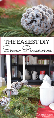 A Brick Home: DIY snow pinecones, pinecone crafts, diy pinecone crafts, diy pinecone crafts christmas, christmas crafts