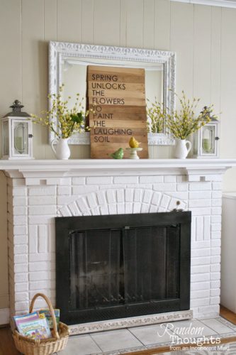 Spring mantel decorating ideas, spring mantel decor, spring mantel ideas, simple spring mantel