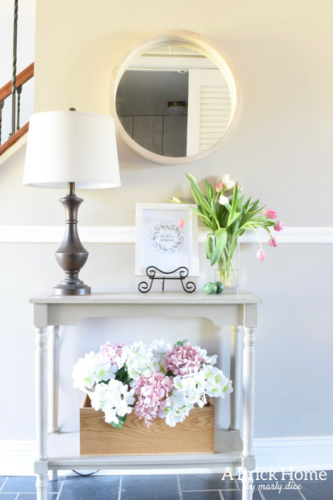 A Brick Home: rustic spring decor, spring home tour, blush spring decor, entryway spring decor