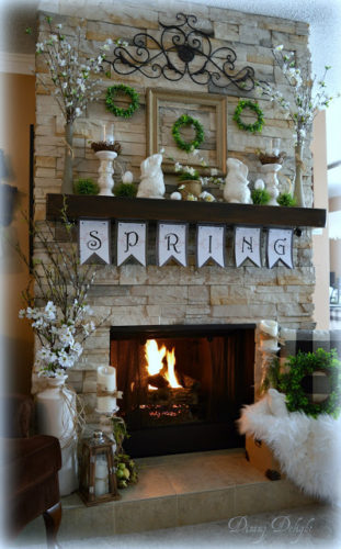 Spring mantel decorating ideas, spring mantel decor, spring mantel ideas, simple spring mantel