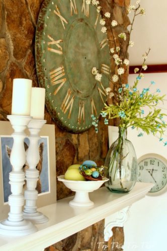 Spring mantel decorating ideas, spring mantel decor, spring mantel ideas, simple spring mantel