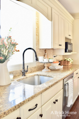 A Brick Home: spring kitchen, spring kitchen decor, spring kitchen decor countertops, kitchen decor, kitchen ideas #springdecor #kitchendecor #kitchenideas