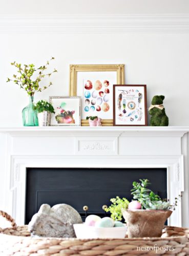 Spring mantel decorating ideas, spring mantel decor, spring mantel ideas, simple spring mantel