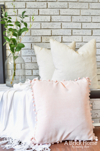 A Brick Home - spring mantel, floral spring mantel, spring mantel garland, spring mantel branches, spring mantel decorating ideas