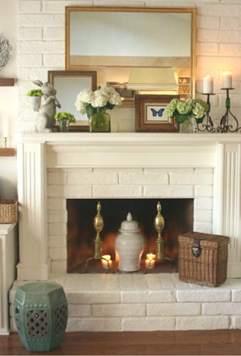 Spring mantel decorating ideas, spring mantel decor, spring mantel ideas, simple spring mantel