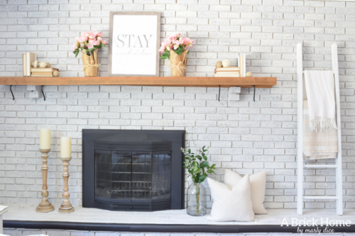 A Brick Home: rustic spring decor, spring home tour, blush spring decor, fireplace spring decor