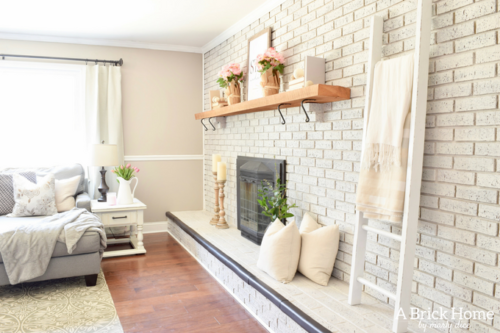 A Brick Home: rustic spring decor, spring home tour, blush spring decor, fireplace spring decor