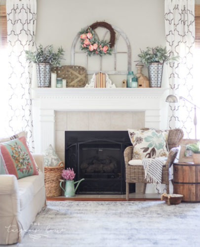 Spring mantel decorating ideas, spring mantel decor, spring mantel ideas, simple spring mantel