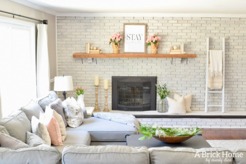 A Brick Home: rustic spring decor, spring home tour, blush spring decor, fireplace spring decor