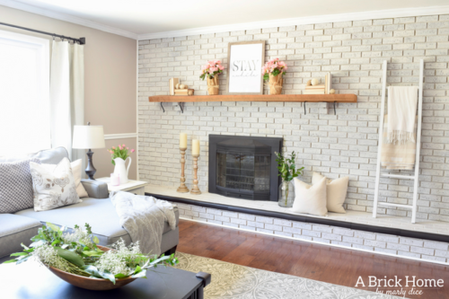 A Brick Home: rustic spring decor, spring home tour, blush spring decor, fireplace spring decor