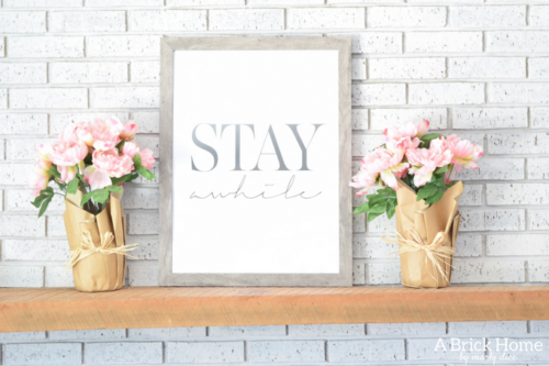A Brick Home: rustic spring decor, spring home tour, blush spring decor, fireplace spring decor