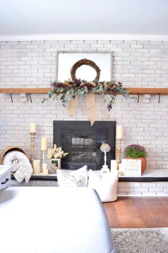Rustic fall mantel decor