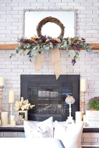 Rustic fall mantel decor