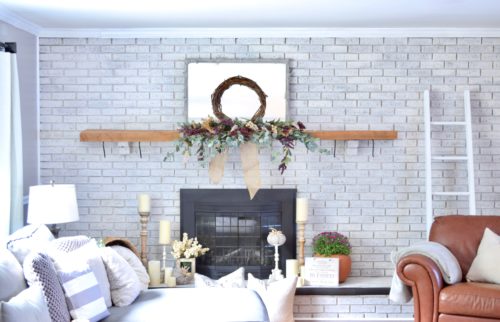 Rustic fall mantel decor