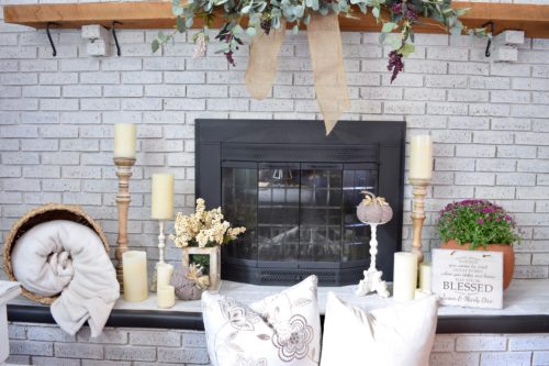 Rustic fall mantel decor