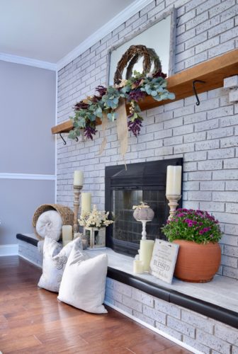 Rustic fall mantel decor