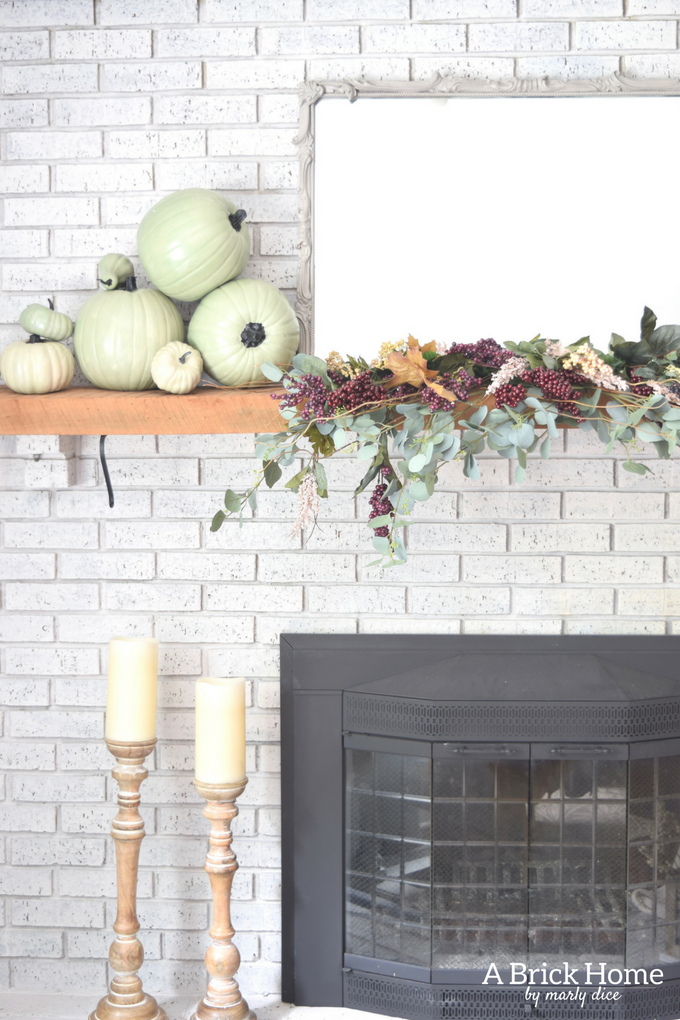 Fall Mantel Decor With Plum & Pumpkins - Marly Dice