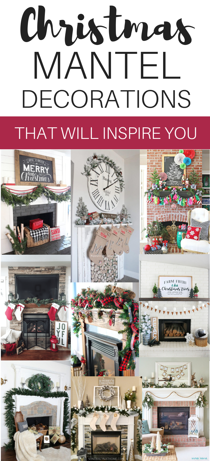 Gorgeous Christmas mantel decorations that'll inspire you this year! Check out this roundup up beautiful holiday mantels. #christmasmantels
