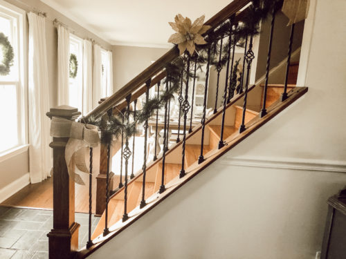 Obsessing over this DIY Christmas Garland! Learn how to make DIY Christmas Garland Using Simple Faux Garland and Real Pine Branches! #abrickhome #garland