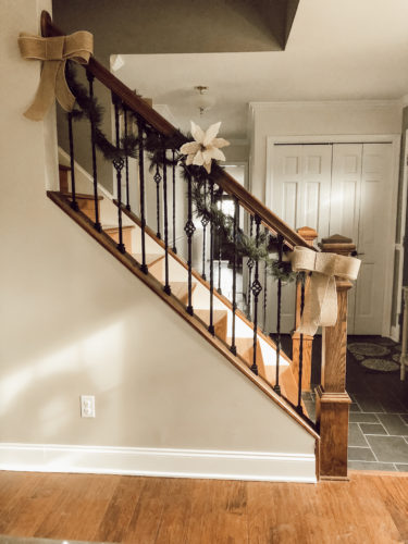 Obsessing over this DIY Christmas Garland! Learn how to make DIY Christmas Garland Using Simple Faux Garland and Real Pine Branches! #abrickhome #garland