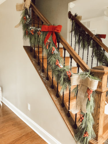 Obsessing over this DIY Christmas Garland! Learn how to make DIY Christmas Garland Using Simple Faux Garland and Real Pine Branches! #abrickhome #garland